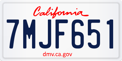 CA license plate 7MJF651