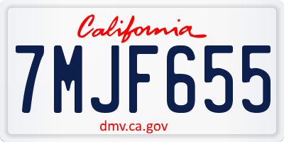 CA license plate 7MJF655