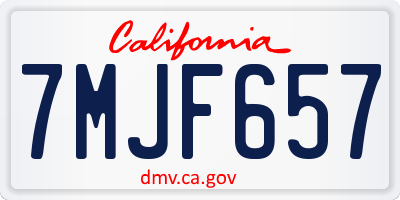 CA license plate 7MJF657