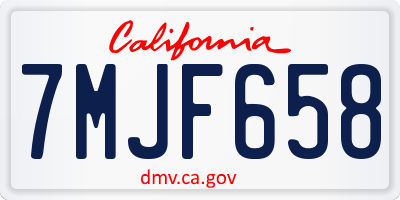 CA license plate 7MJF658