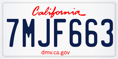 CA license plate 7MJF663