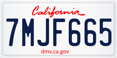 CA license plate 7MJF665