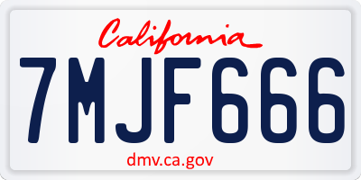 CA license plate 7MJF666