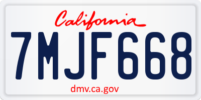 CA license plate 7MJF668