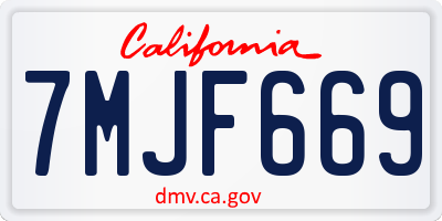 CA license plate 7MJF669