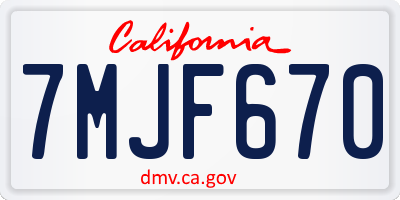 CA license plate 7MJF670