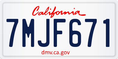 CA license plate 7MJF671