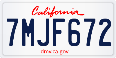 CA license plate 7MJF672
