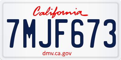 CA license plate 7MJF673