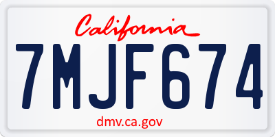 CA license plate 7MJF674