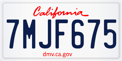 CA license plate 7MJF675
