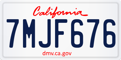 CA license plate 7MJF676