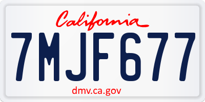 CA license plate 7MJF677