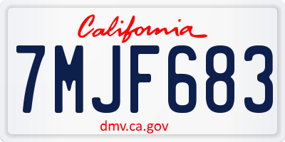 CA license plate 7MJF683