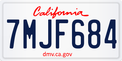 CA license plate 7MJF684