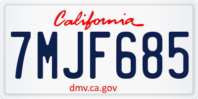 CA license plate 7MJF685