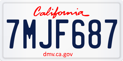 CA license plate 7MJF687