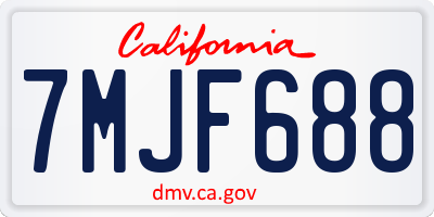 CA license plate 7MJF688