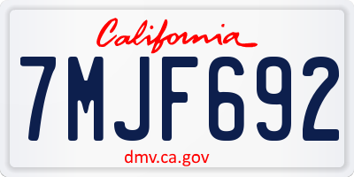 CA license plate 7MJF692