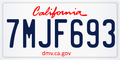 CA license plate 7MJF693