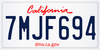 CA license plate 7MJF694