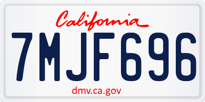 CA license plate 7MJF696