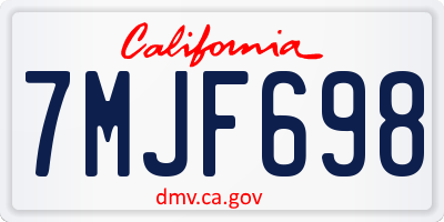CA license plate 7MJF698