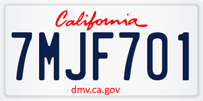 CA license plate 7MJF701