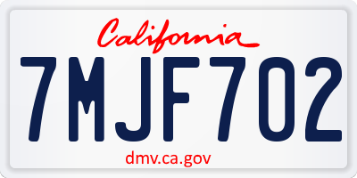 CA license plate 7MJF702