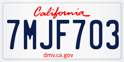 CA license plate 7MJF703