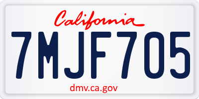 CA license plate 7MJF705