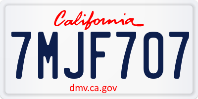 CA license plate 7MJF707