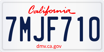 CA license plate 7MJF710