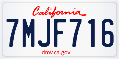 CA license plate 7MJF716