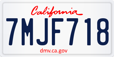 CA license plate 7MJF718