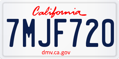 CA license plate 7MJF720