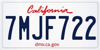 CA license plate 7MJF722