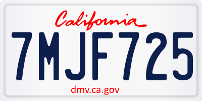 CA license plate 7MJF725