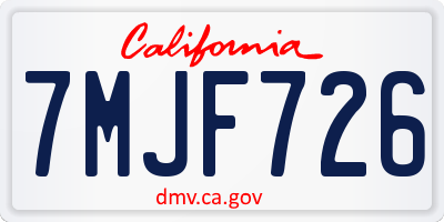 CA license plate 7MJF726