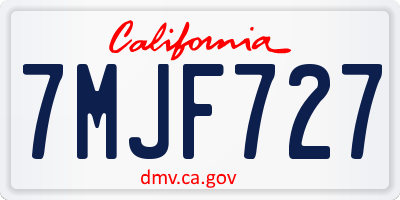 CA license plate 7MJF727