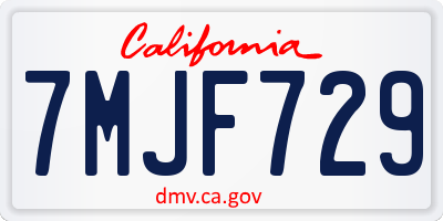 CA license plate 7MJF729