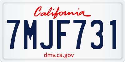 CA license plate 7MJF731