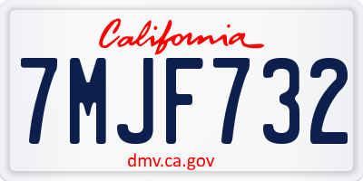 CA license plate 7MJF732