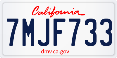 CA license plate 7MJF733