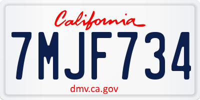 CA license plate 7MJF734