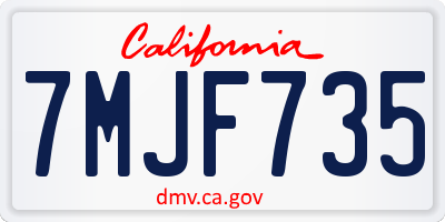 CA license plate 7MJF735