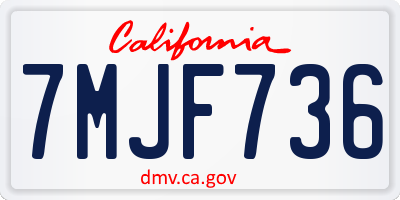 CA license plate 7MJF736