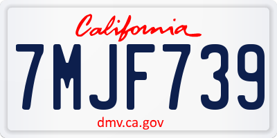 CA license plate 7MJF739