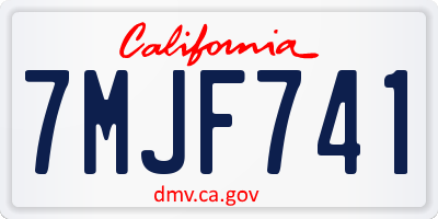 CA license plate 7MJF741