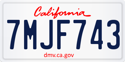 CA license plate 7MJF743